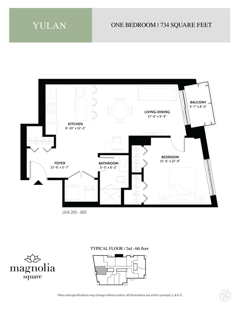 the floor plan of yilan one bedroom apt